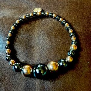 Rustic Cuff Robyn Bracelet. Rose Gold & Steel Blue